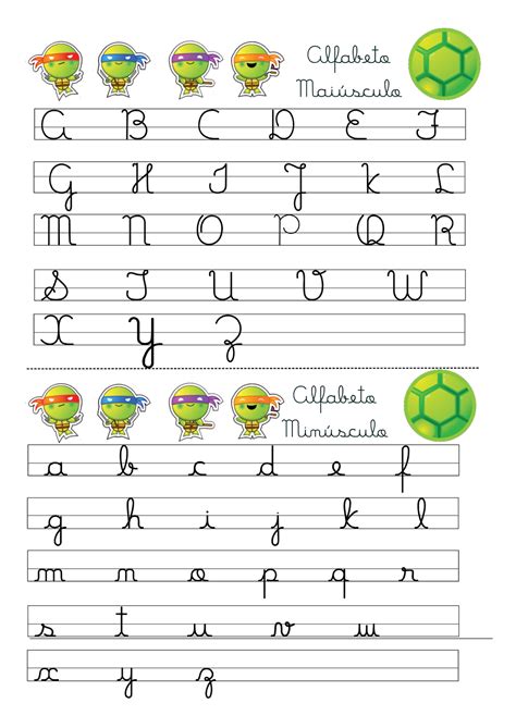 Alfabeto Colorido Letra Cursiva Atividades Para Review Ebooks
