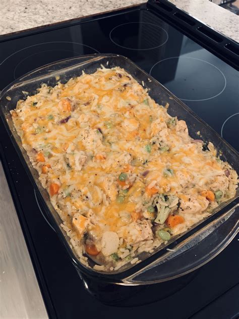 It barely requires any effort to cook and you get a flavorful, healthy meal in just a few hours. Campbell's(R) Cheesy Chicken and Rice Casserole Recipe - Allrecipes.com
