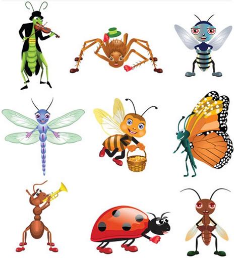 Different Funny Insects Vector Graphic Free Download