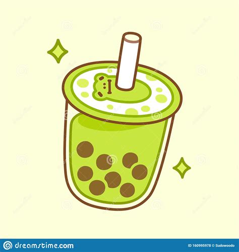 Cute boba bubble green tea drink plastic glass vector illustration cartoon character icon. Cute Green Matcha Bubble Tea Stock Vector - Illustration of food, boba: 160995978