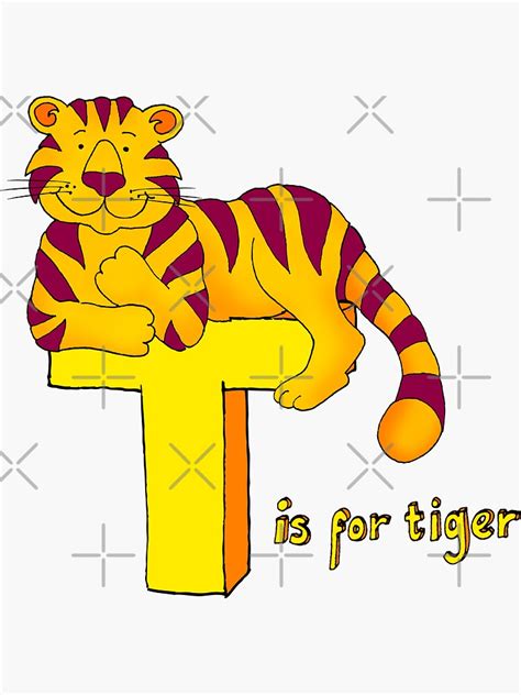 T Is For Tiger Sticker For Sale By Sarahtrett Redbubble