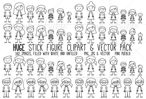 Huge Stick Figure Clipartvector Set Illustrations Creative Market