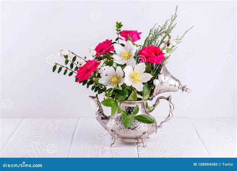 Still Life With Roses Stock Photo Image Of Flower Helleborus 108904580