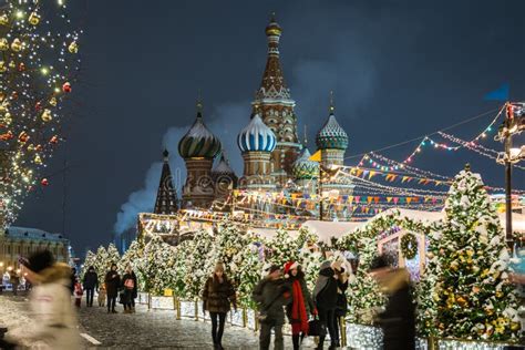 Beautifully Decorated Moscow And Red Square For New Year And Chr