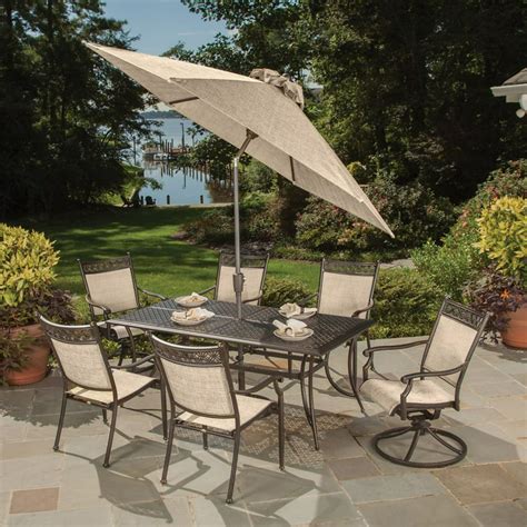 72” 9 Pc Beautiful Aluminum Outdoor Patio Dining Set With Umbrella