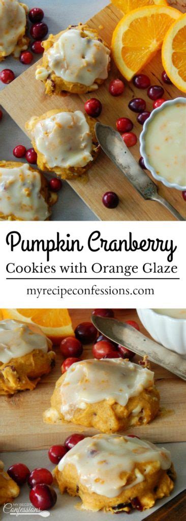 Pumpkin Cranberry Cookies With Orange Glaze