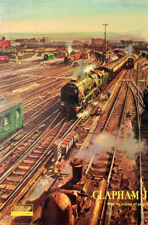 Original Vintage British Railway Poster Ft Trains At Clapham Junction
