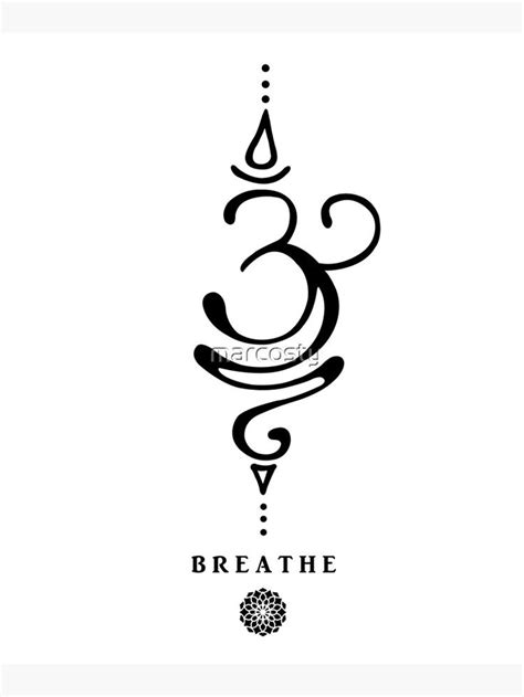 Sanskrit Breathe Symbol Mounted Print By Marcosty Word Tattoos