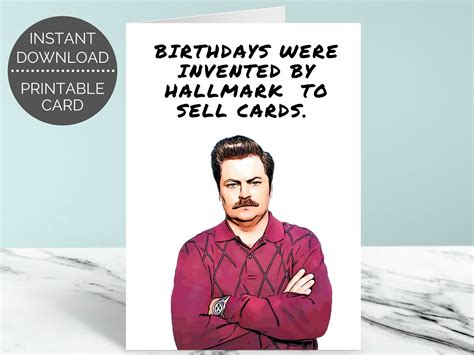 Parks And Recreation Birthday Card Parks And Rec Ron Etsy