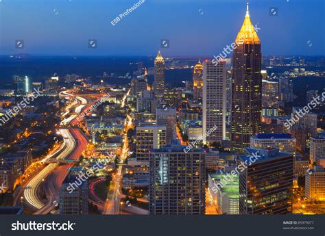 Aerial View Of The Skyline Of Downtown Atlanta Georgia Stock Photo