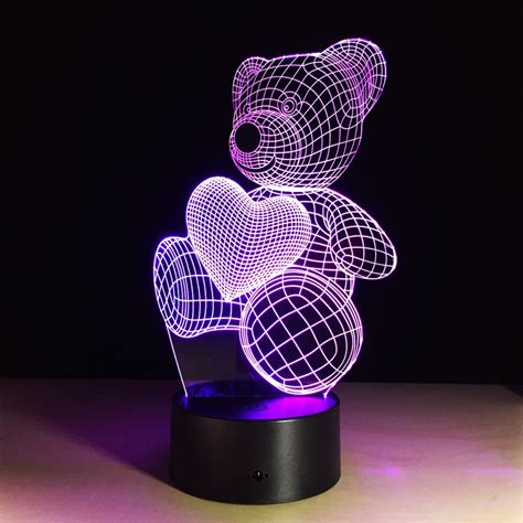 3d Color Changing Mood Lamp Animal Cute Teddy Bear Bulbing Light Usb