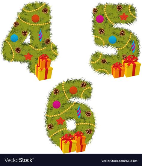 Set Of Numbers Christmas Tree From 4 To 6 Vector Illustration Eps