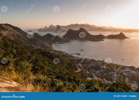 Scenic Rio De Janeiro Mountain View By Sunset Stock Photo Image Of