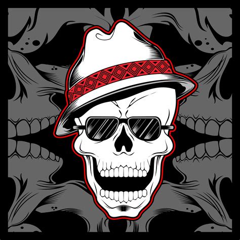 Gangster Skull Wearing Fedora Hat Hand Drawing Vector 540838 Vector Art