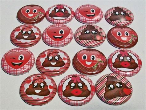 Set Of 15 Fun Valentines Day Poop Emoji Hearts 1 Inch Etsy