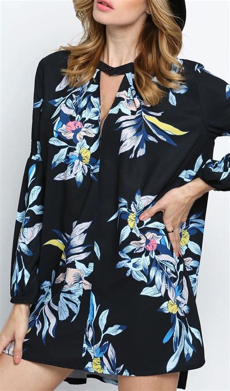 Black Long Sleeve Floral Print Dress Long Sleeve Floral Print Dress