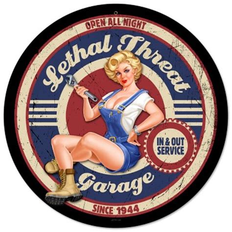 Lethal Threat Garage Pinup Metal Sign Leth130 California Car Cover Co