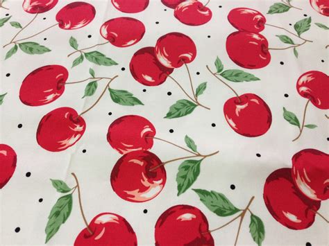 Cherry Cotton Fabric Plain Print Clothing Fabric Etsy