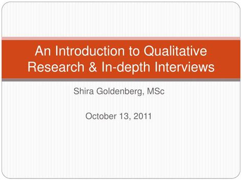 PPT An Introduction To Qualitative Research In Depth Interviews