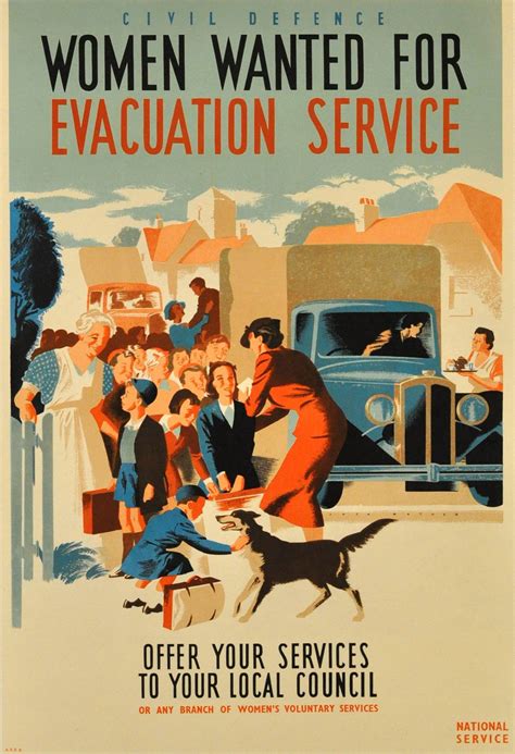 Jack Mathew Original World War Two Poster Civil Defence Women Wanted For Evacuation Service