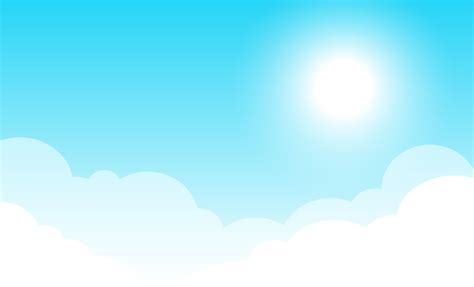 Cute Cartoon Blue Sky With Cloud And Sun Vector Background Wallpaper