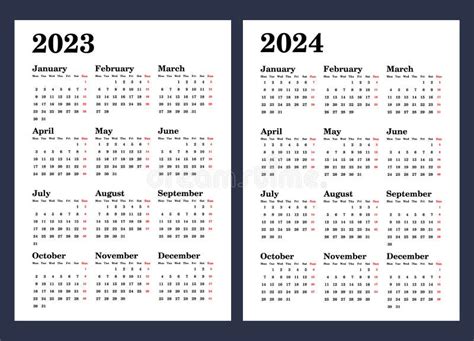 Calendar 2023 And 2024 Week Starts On Monday Basic Business Template