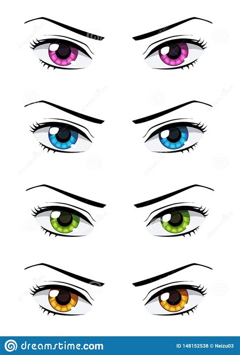 Set Of Anime Style Eyes Stock Illustration Illustration