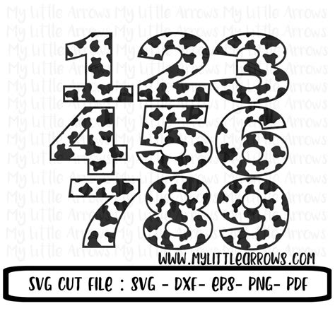 Cow Print Numbers SVG Dxf Eps Png Files For Cutting Etsy