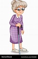 An old woman with a cane Royalty Free Vector Image