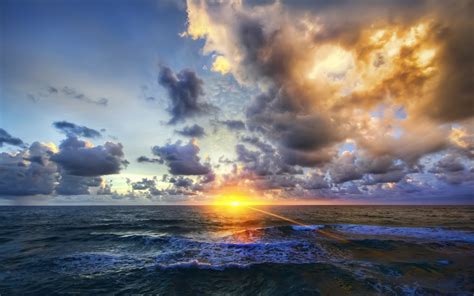 Wallpaper Sunlight Sunset Sea Nature Reflection Sky Clouds