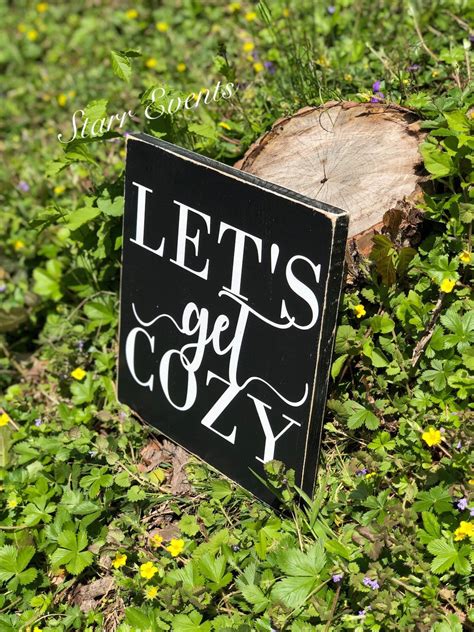 Lets Get Cozy Sign Farmhouse Bedroom Signs Bedroom Decor Etsy