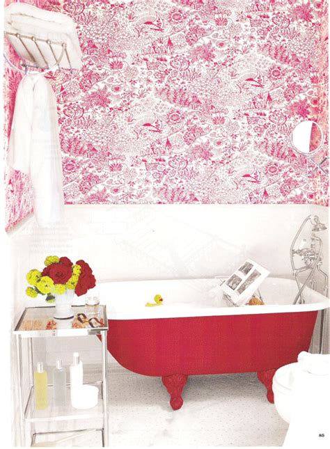 Pink Toile Wallpaper Bathroom