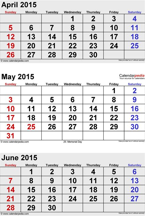 June 2015 Calendars For Word Excel And Pdf