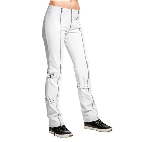 White Leather Pants With Zippers Svanlund Design