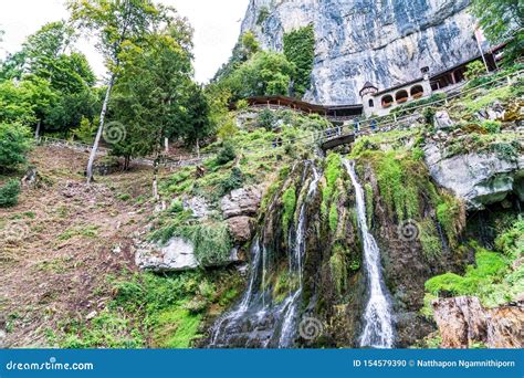 St Beatus Cave And Waterfalls Above Thunersee Sundlauenen
