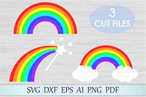 Rainbow Svg Rainbow With Clouds Svg Rainbow Cut File 74007 Svgs