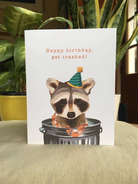 Raccoon Birthday Card Eco Friendly And Plastic Free Funny Etsy