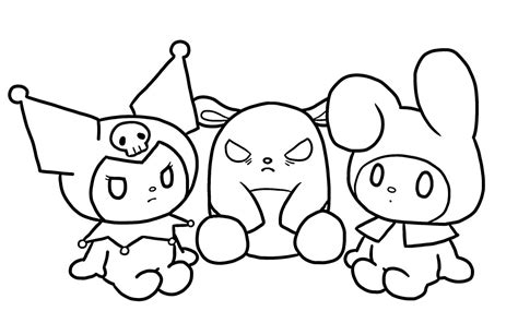 Kuromi Baku And Melody Coloring Page Melody Coloring Page Page For