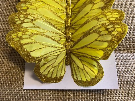 12 Large Gold Feather Butterflies 5inch Artificial Gold Etsy