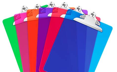 Plastic Clipboards Set Of 6 Multi Pack Assorted Colored