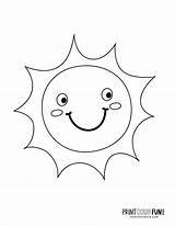 Sun Coloring Fun Printable Cute Shapes Stylized Abstract sketch template