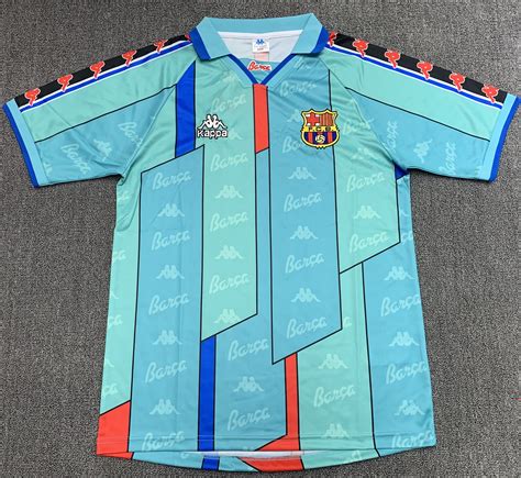 1996 97 Barcelona Away Retro Soccer Jersey Vintage Football Etsy