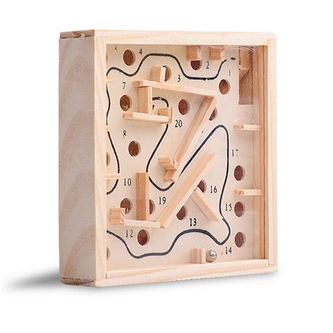 Mini Wooden Labyrinth Board Game Ball In Maze Puzzle Handcrafted Toys