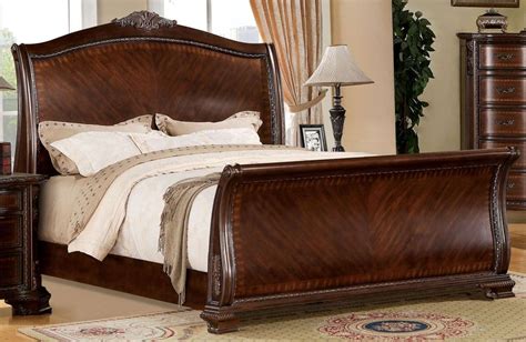 Penbroke Brown Cherry King Sleigh Bed From Furniture Of America