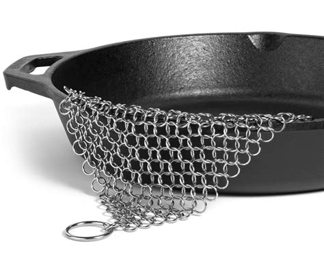 Stainless Steel Chain Mail Mesh Pan Scrubber Iron Cast Cleaner Mesh Scrubber Chain Mail Mesh In