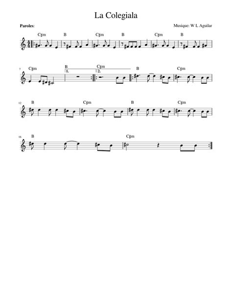 La Colegiala Sheet Music For Piano Solo