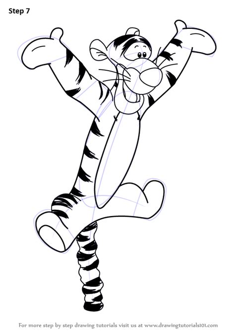 Learn How To Draw Tigger From Winnie The Pooh Winnie The Pooh Step By Step Drawing Tutorials