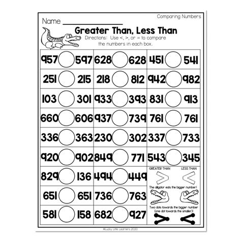 2nd Grade Math Worksheets Place Value Comparing Numbers Greater