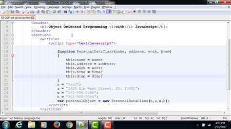 Tre is an object oriented, functional programming language, that enables user to view all processes happening inside a memory during program execution. JavaScript - Object Oriented Programming Example 1 - YouTube