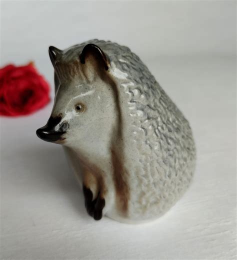 Porcelain Figurine Hedgehog Soviet Vintage Hedgehog Figures Etsy